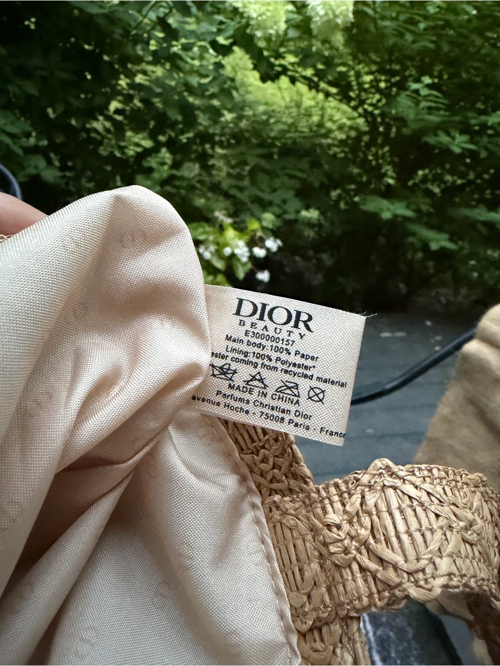 Dior Tan Woven Tote with White DIOR Embroidery - Picture 7 of 7